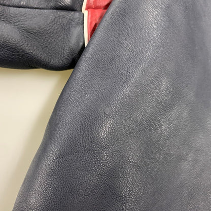 【中古品】【メンズ】 ROCAWEAR ロカウェア LEATHER VARSITY JACKET レザー バーシティ ジャケット アウター 146-260912-kh-01-izu サイズ：L カラー：ネイビー 万代Net店
