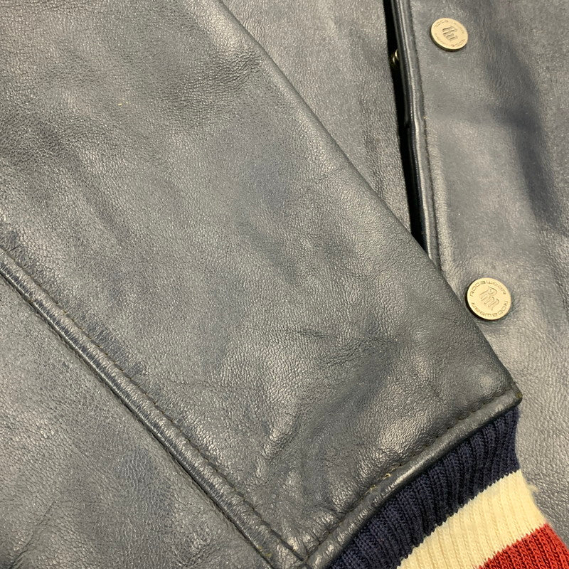 【中古品】【メンズ】 ROCAWEAR ロカウェア LEATHER VARSITY JACKET レザー バーシティ ジャケット アウター 146-260912-kh-01-izu サイズ：L カラー：ネイビー 万代Net店