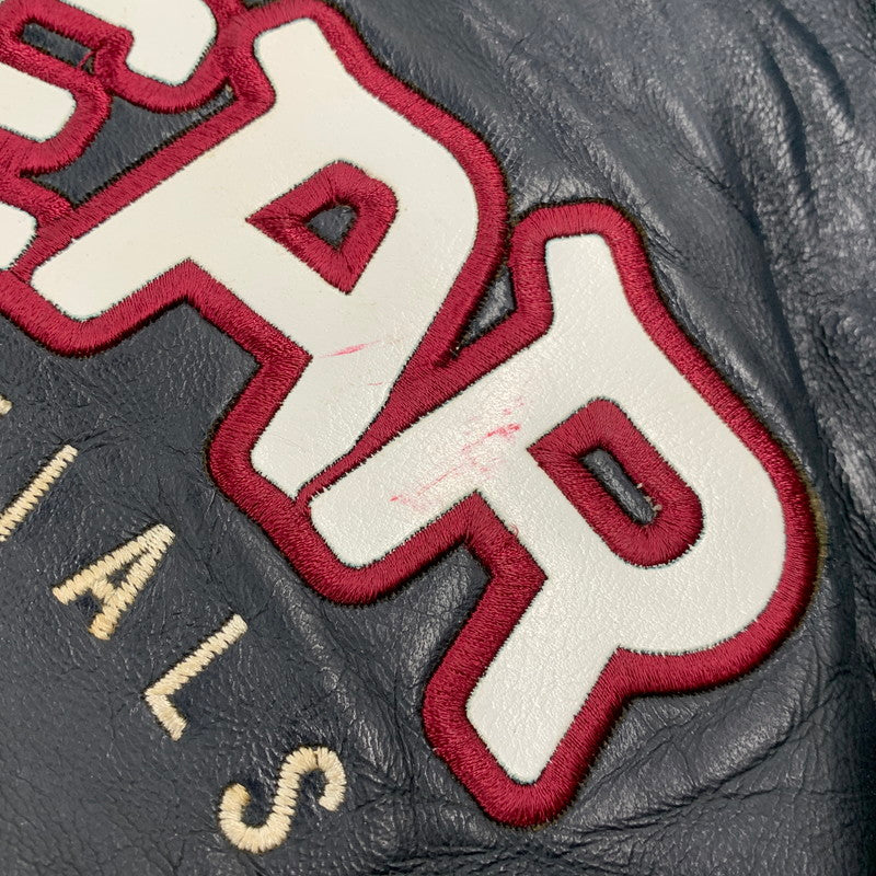 【中古品】【メンズ】 ROCAWEAR ロカウェア LEATHER VARSITY JACKET レザー バーシティ ジャケット アウター 146-260912-kh-01-izu サイズ：L カラー：ネイビー 万代Net店