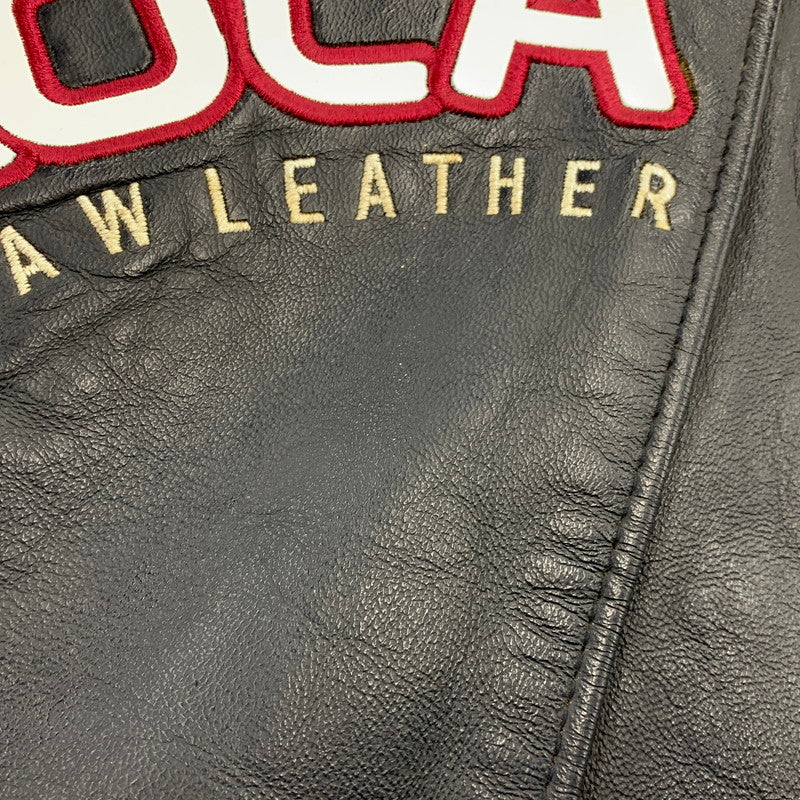 【中古品】【メンズ】 ROCAWEAR ロカウェア LEATHER VARSITY JACKET レザー バーシティ ジャケット アウター 146-260912-kh-01-izu サイズ：L カラー：ネイビー 万代Net店