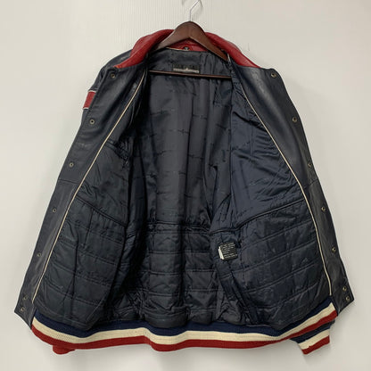 【中古品】【メンズ】 ROCAWEAR ロカウェア LEATHER VARSITY JACKET レザー バーシティ ジャケット アウター 146-260912-kh-01-izu サイズ：L カラー：ネイビー 万代Net店