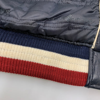 【中古品】【メンズ】 ROCAWEAR ロカウェア LEATHER VARSITY JACKET レザー バーシティ ジャケット アウター 146-260912-kh-01-izu サイズ：L カラー：ネイビー 万代Net店