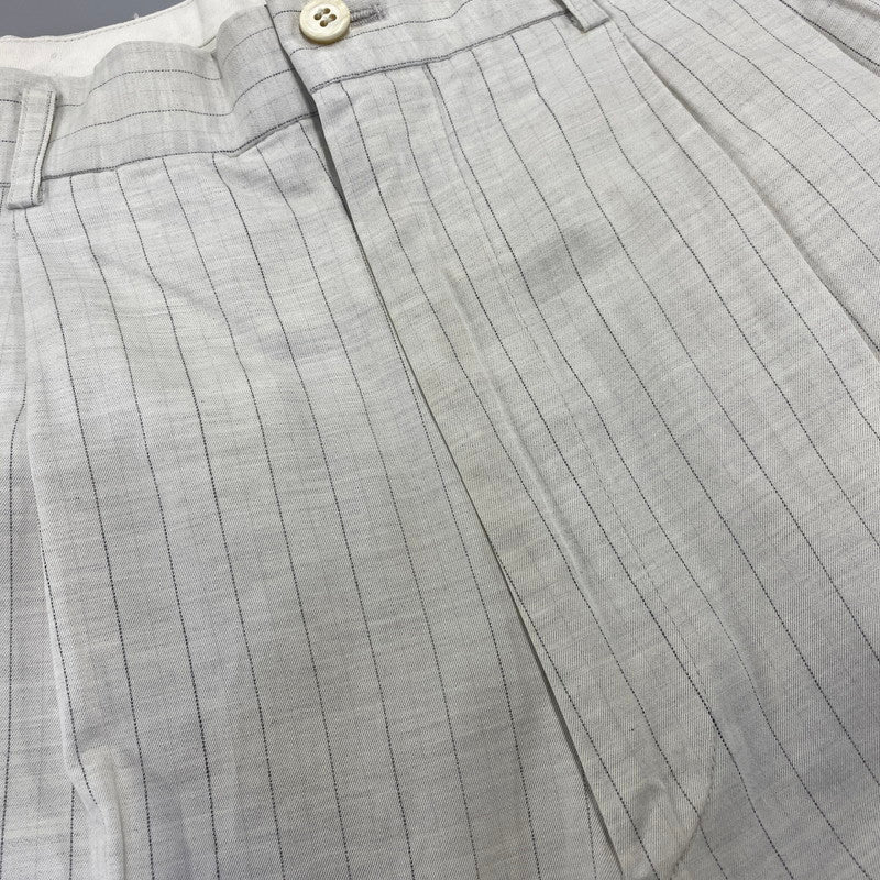 【中古品】【メンズ】 COMME DES GARCONS HOMME PLUS コムデギャルソンオムプリュス HP-02037M STRIPE 2-TUCK SLACKS PANTS ストライプ ツータック スラックス パンツ ボトムス ズボン 151-260914-cs-04-izu サイズ：M カラー：ホワイト 万代Net店