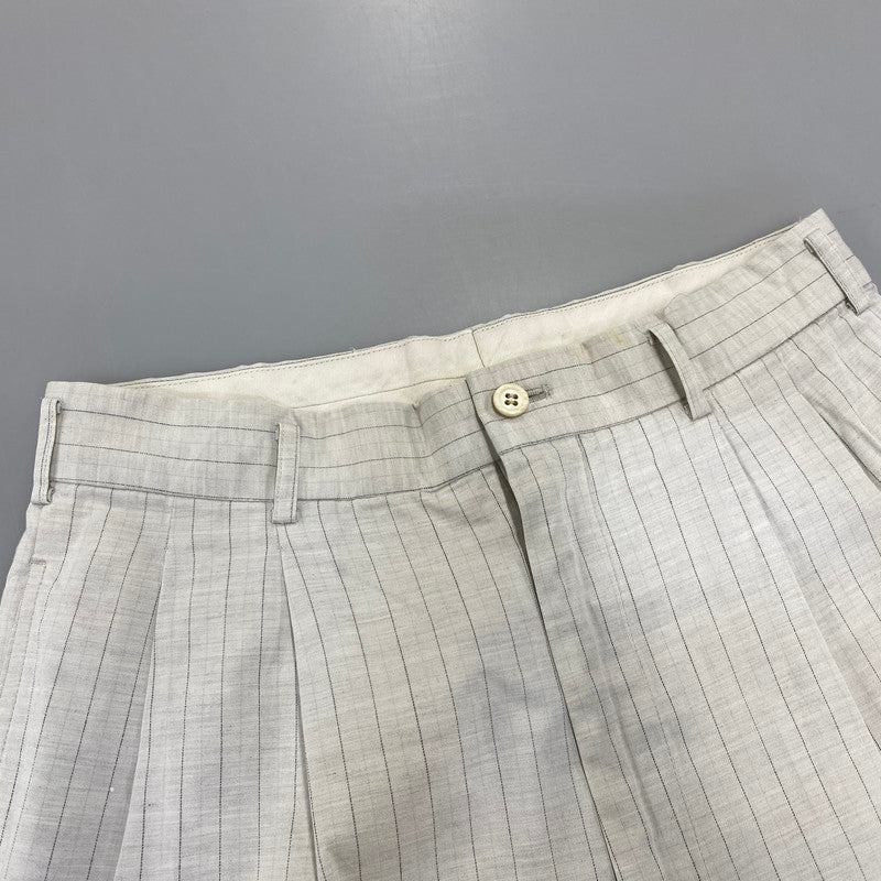 【中古品】【メンズ】 COMME DES GARCONS HOMME PLUS コムデギャルソンオムプリュス HP-02037M STRIPE 2-TUCK SLACKS PANTS ストライプ ツータック スラックス パンツ ボトムス ズボン 151-260914-cs-04-izu サイズ：M カラー：ホワイト 万代Net店