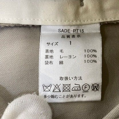 【中古品】【メンズ】 SADE シャーデー SADE-PT15 TUCK SLACKS PANTS タック スラックス パンツ ボトムス ズボン 151-260914-cs-06-izu サイズ：1 カラー：ベージュ 万代Net店