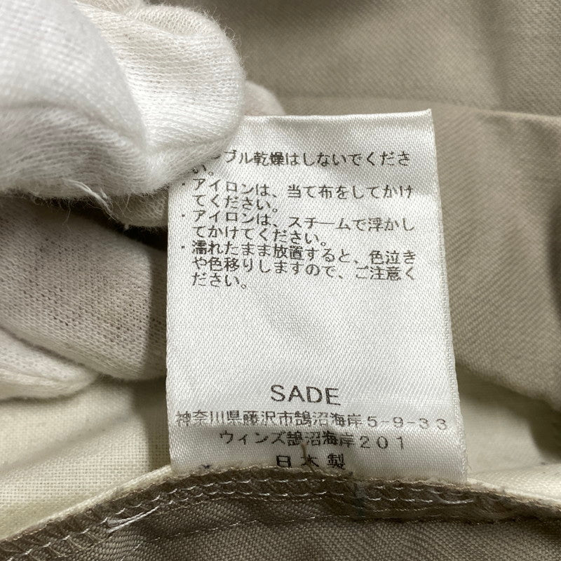 【中古品】【メンズ】 SADE シャーデー SADE-PT15 TUCK SLACKS PANTS タック スラックス パンツ ボトムス ズボン 151-260914-cs-06-izu サイズ：1 カラー：ベージュ 万代Net店
