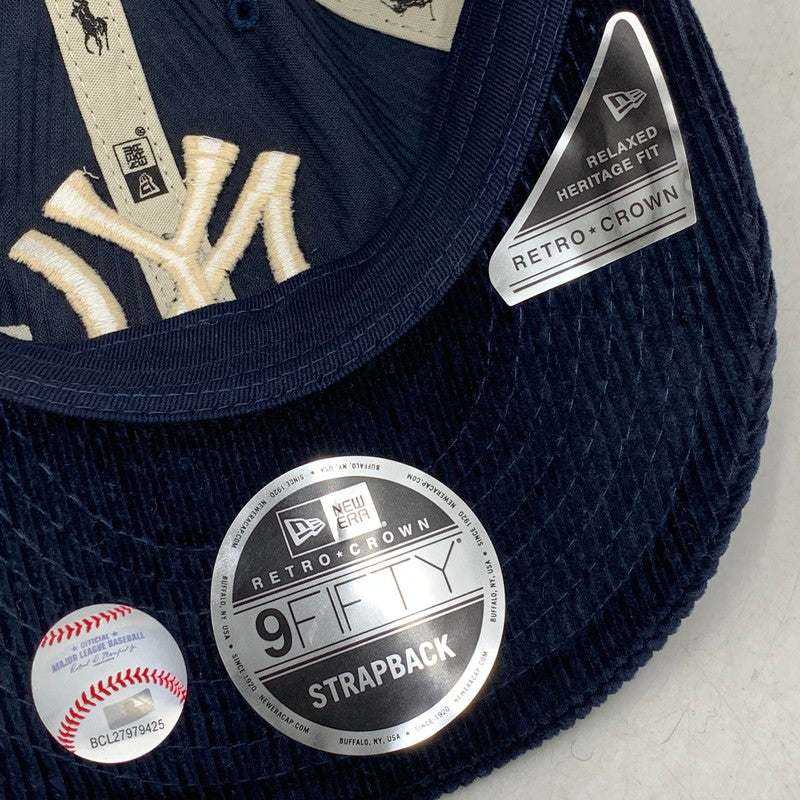 【中古品】【メンズ/レディース】 NEW ERA ニューエラ× POLO by RALPH LAUREN ポロ バイ ラルフローレン× MLB 9FIFTY NY LOGO CORDUROY CAP ニューヨーク ロゴ コーデュロイ キャップ 帽子 185-260913-ya-10-izu サイズ：F カラー：ネイビー 万代Net店