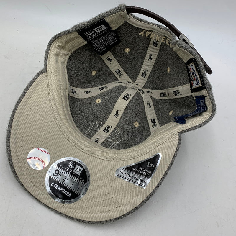 【中古品】【メンズ/レディース】 NEW ERA×POLO by RALPH LAURENポロ バイ ラルフローレン × MLB COOPERSTOWN YANKEES RETRO CROWN STRAPBACK CAP 185-260913-ya-09-izu サイズ：F カラー：グレー 万代Net店