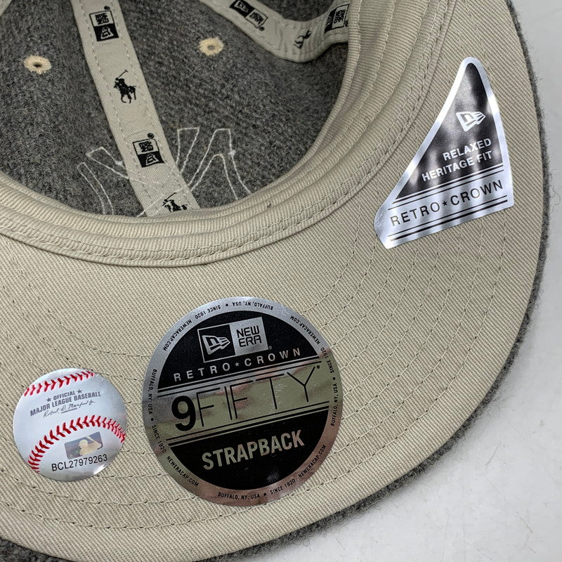【中古品】【メンズ/レディース】 NEW ERA×POLO by RALPH LAURENポロ バイ ラルフローレン × MLB COOPERSTOWN YANKEES RETRO CROWN STRAPBACK CAP 185-260913-ya-09-izu サイズ：F カラー：グレー 万代Net店