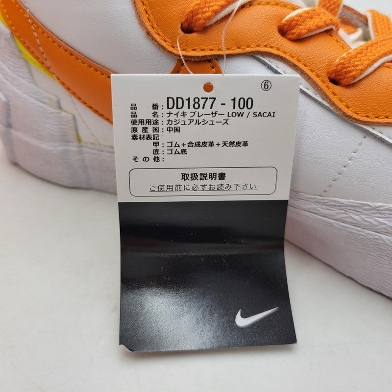 【中古美品】【メンズ】 NIKE ナイキ × SACAI サカイ BLAZER LOW DD1877-100 ブレーザー ロー スニーカー 靴 160-260920-as-03-izu サイズ：28.5cm カラー：WHITE/MAGMA ORANGE-WHITE 万代Net店