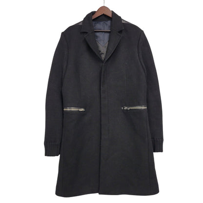 【中古品】【メンズ】 DIESEL ディーゼル TR750018 切替 ウール混 チェスターコート 141-260912-as-10-izu サイズ：L カラー：ブラック 万代Net店
