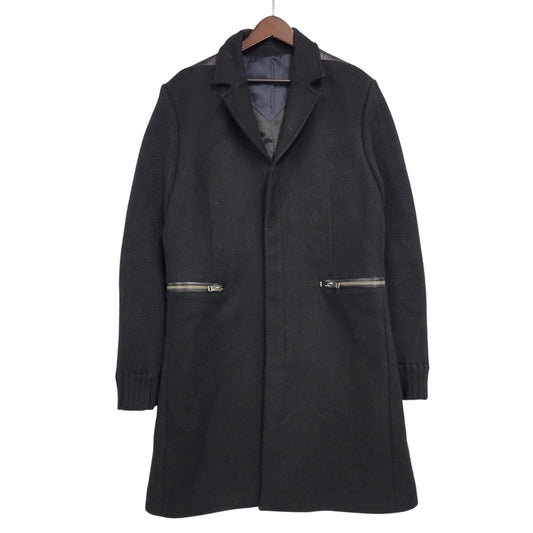 【中古品】【メンズ】 DIESEL ディーゼル TR750018 切替 ウール混 チェスターコート 141-260912-as-10-izu サイズ：L カラー：ブラック 万代Net店