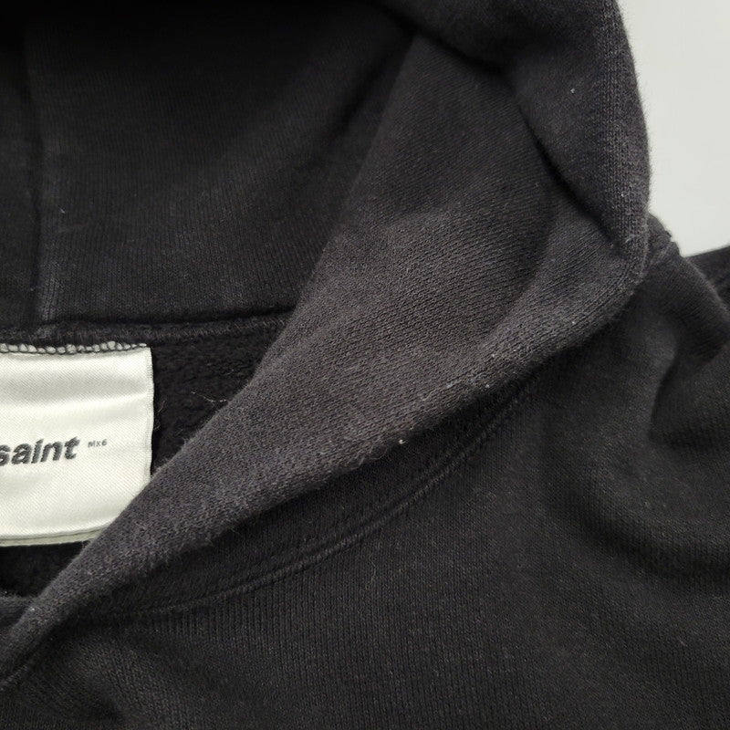【中古品】【メンズ】 SAINT MICHAEL セントマイケル HOODIE RIBON SAINT SM-HR8-0000-047 25SS フーディー リボン パーカー 142-260912-as-05-izu サイズ：XL カラー：ブラック 万代Net店