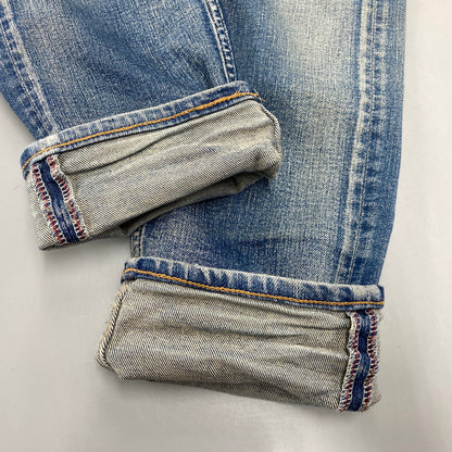 【現状渡し品】【メンズ】 TMT ティーエムティー HYBRID-STRETCH VINTAGE FINISH DENIM 5P TAPERED TPT-F1805 ハイブリッド ストレッチ ヴィンテージフィニッシュ デニム テーパード パンツ ジーンズ 151-260919-as-14-izu サイズ：M カラー：インディゴ 万代Net店