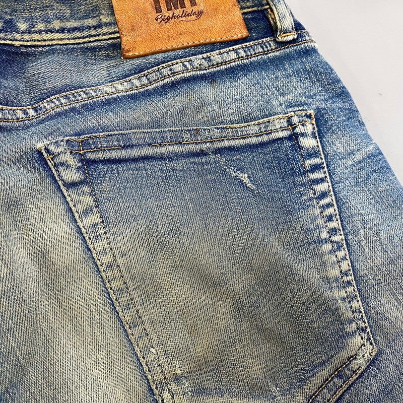 【現状渡し品】【メンズ】 TMT ティーエムティー HYBRID-STRETCH VINTAGE FINISH DENIM 5P TAPERED TPT-F1805 ハイブリッド ストレッチ ヴィンテージフィニッシュ デニム テーパード パンツ ジーンズ 151-260919-as-14-izu サイズ：M カラー：インディゴ 万代Net店