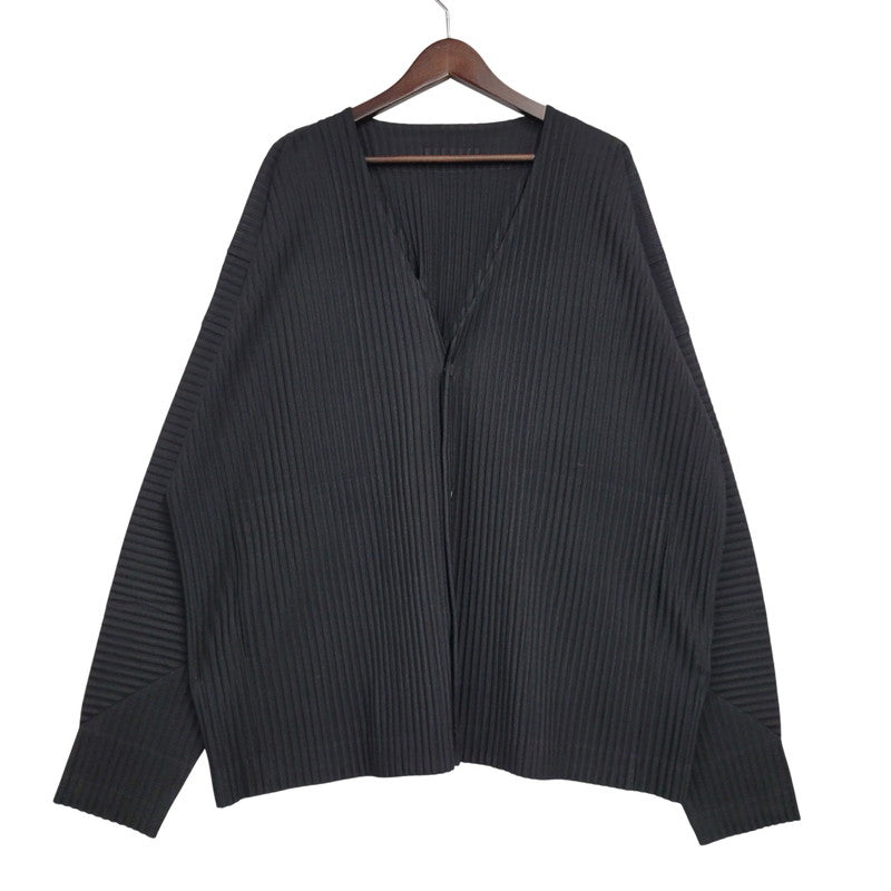 【中古品】【メンズ】 HOMME PLISSE ISSEY MIYAKE オム プリッセ イッセイミヤケ PLEATS CARDIGAN HP31JL105 プリーツカーディガン 140-260912-as-15-izu サイズ：4 カラー：ブラック 万代Net店