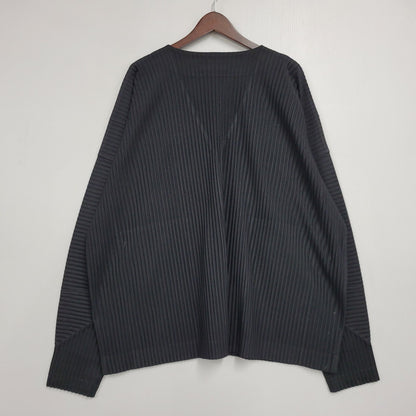 【中古品】【メンズ】 HOMME PLISSE ISSEY MIYAKE オム プリッセ イッセイミヤケ PLEATS CARDIGAN HP31JL105 プリーツカーディガン 140-260912-as-15-izu サイズ：4 カラー：ブラック 万代Net店