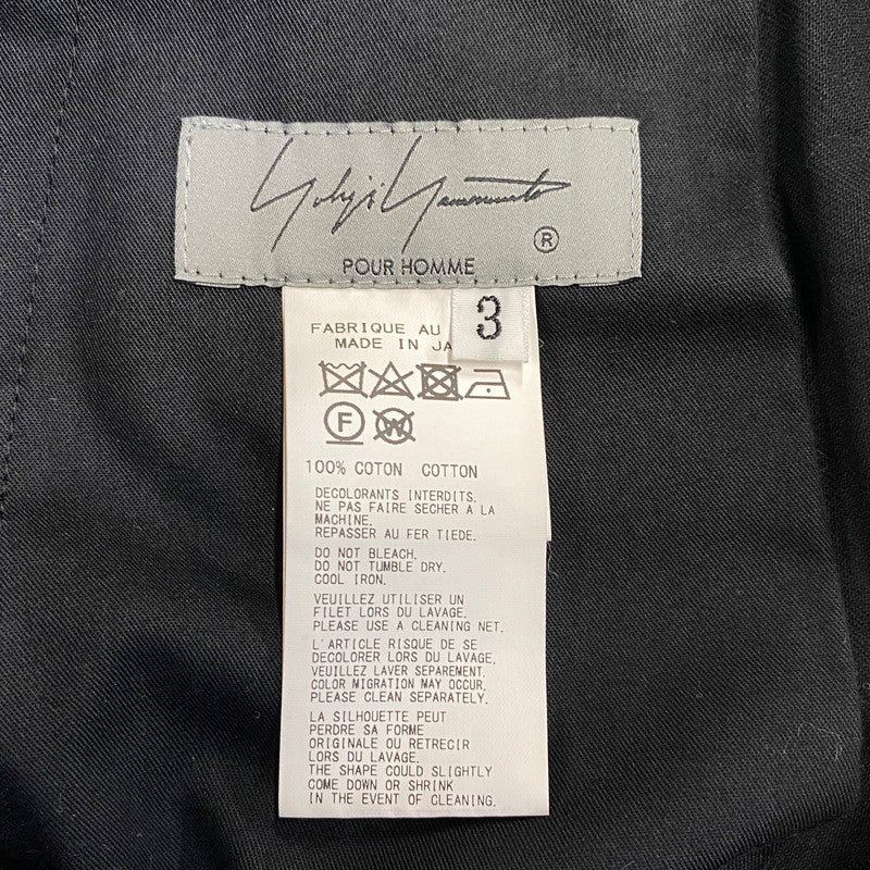【中古品】【メンズ】 YOHJI YAMAMOTO POUR HOMME ヨウジヤマモトプールオム HZ-P12-002 SIDE FLAP TWILL PANT サイド フラップ ツイル パンツ ボトムス ズボン 151-260914-cs-08-izu サイズ：3 カラー：ブラック 万代Net店