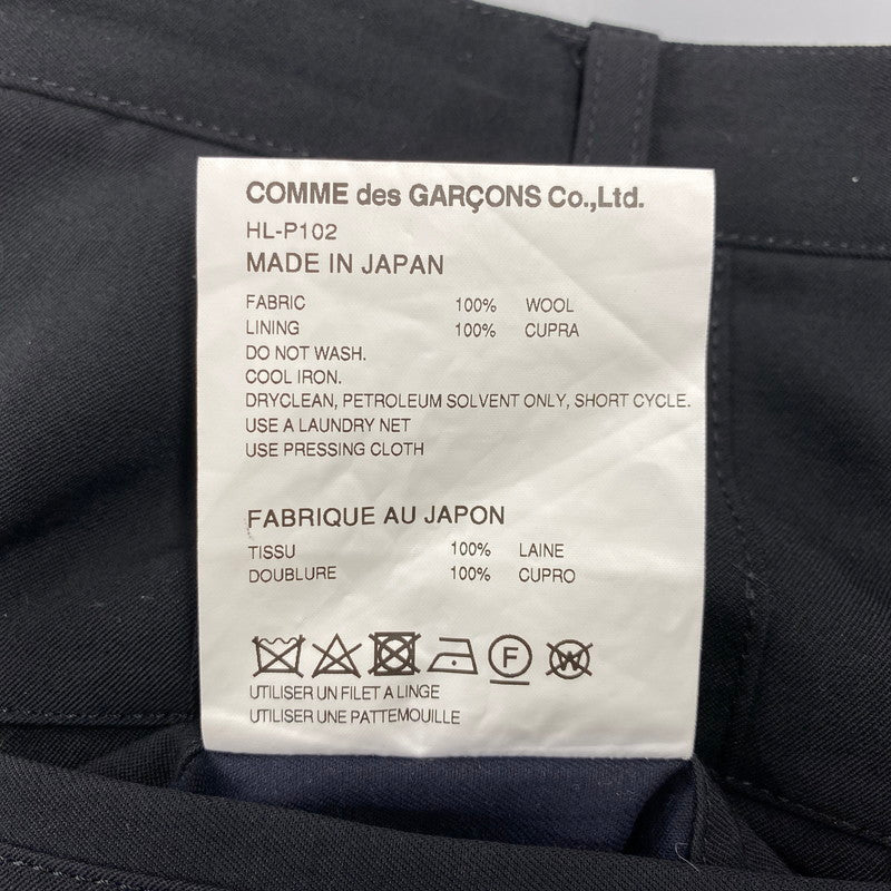 【中古品】【メンズ】 COMME DES GARCONS HOMME コムデギャルソンオム HL-P102 ONE TUCK WOOL GABADINE PANTS ワン タック ウール ギャバジン パンツ ボトムス ズボン 151-260914-cs-07-izu サイズ：L カラー：ブラック 万代Net店