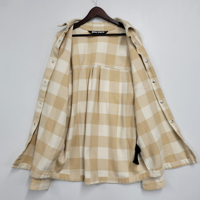【中古品】【メンズ】 PALM ANGELS パーム・エンジェルス OVERSIZED SHIRT JACKET PMGA024S20749023 オーバーサイズ シャツジャケット 142-260912-as-07-izu サイズ：M カラー：ベージュ系 万代Net店