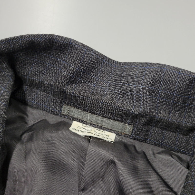 【中古品】【メンズ】 COMME DES GARCONS HOMME DEUX コムデギャルソンオムドゥ WOOL DOCKING CHECK TAILORED JACKET DD-J028 AD2019 チェック テーラードジャケット 140-260912-as-06-izu サイズ：S カラー：グレー 万代Net店