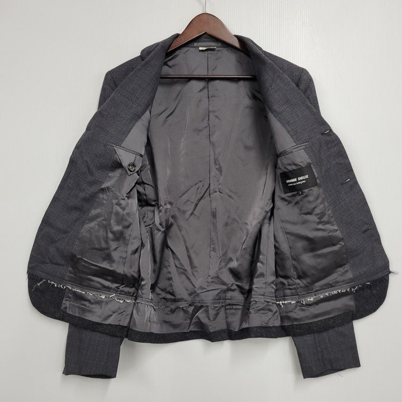 【中古品】【メンズ】 COMME DES GARCONS HOMME DEUX コムデギャルソンオムドゥ WOOL DOCKING CHECK TAILORED JACKET DD-J028 AD2019 チェック テーラードジャケット 140-260912-as-06-izu サイズ：S カラー：グレー 万代Net店