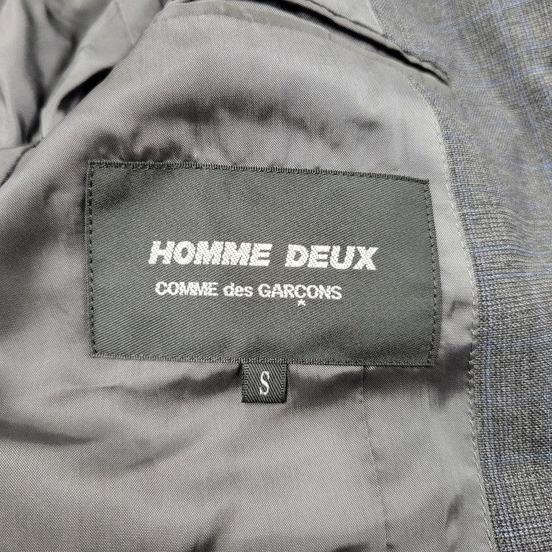 【中古品】【メンズ】 COMME DES GARCONS HOMME DEUX コムデギャルソンオムドゥ WOOL DOCKING CHECK TAILORED JACKET DD-J028 AD2019 チェック テーラードジャケット 140-260912-as-06-izu サイズ：S カラー：グレー 万代Net店