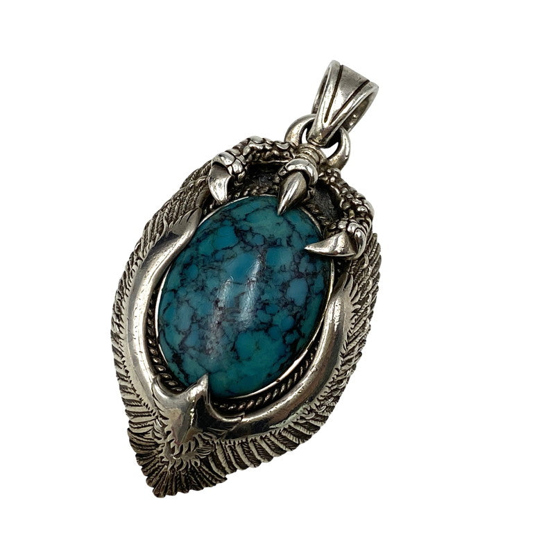 【中古品】【メンズ/レディース】 SAAD サード 925 EAGLE&EAGLE CLAW TURQUOISE OVAL PENDANT TOP イーグル クロー ターコイズ オーバル ペンダントトップ アクセサリー 191-260913-as-20-izu カラー：シルバー×ターコイズ 万代Net店