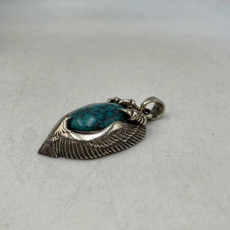 【中古品】【メンズ/レディース】 SAAD サード 925 EAGLE&EAGLE CLAW TURQUOISE OVAL PENDANT TOP イーグル クロー ターコイズ オーバル ペンダントトップ アクセサリー 191-260913-as-20-izu カラー：シルバー×ターコイズ 万代Net店