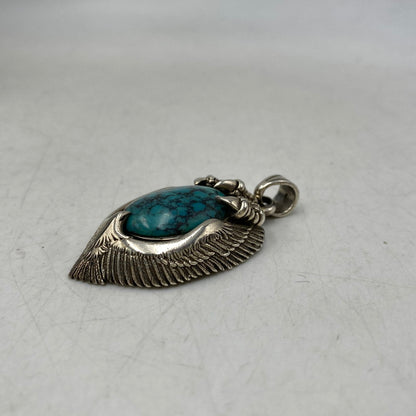 【中古品】【メンズ/レディース】 SAAD サード 925 EAGLE&EAGLE CLAW TURQUOISE OVAL PENDANT TOP イーグル クロー ターコイズ オーバル ペンダントトップ アクセサリー 191-260913-as-20-izu カラー：シルバー×ターコイズ 万代Net店