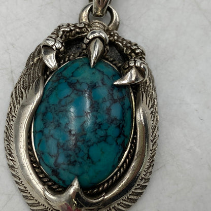 【中古品】【メンズ/レディース】 SAAD サード 925 EAGLE&EAGLE CLAW TURQUOISE OVAL PENDANT TOP イーグル クロー ターコイズ オーバル ペンダントトップ アクセサリー 191-260913-as-20-izu カラー：シルバー×ターコイズ 万代Net店