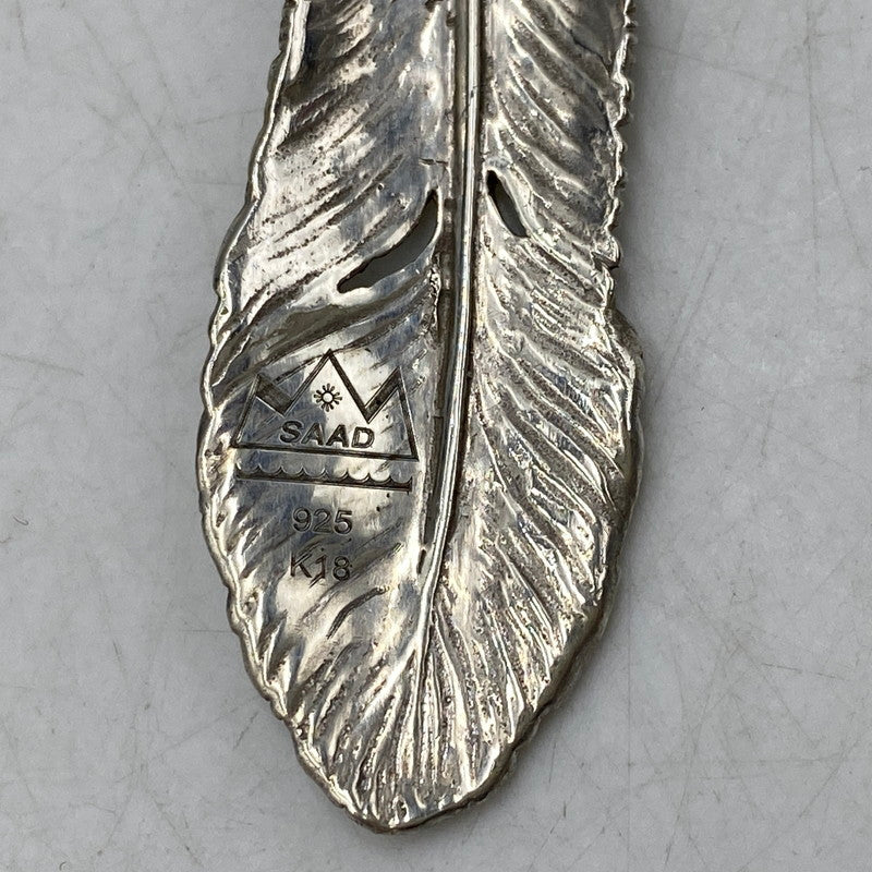 【中古品】【メンズ/レディース】 SAAD サード 925 K18 FEATHER SUN SYMBOL PENDANT TOP フェザー サン シンボル ペンダントトップ アクセサリー 191-260913-as-19-izu カラー：シルバー 万代Net店