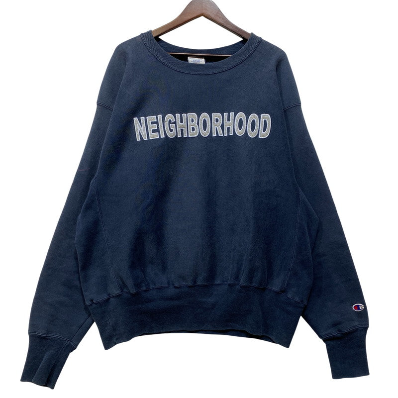 【中古品】【メンズ】 NEIGHBORHOOD ネイバーフッド × CHAMPION チャンピオン REVERSE WEAVE SWEATSHIRT リバース ウィーブ スウェットシャツ トップス 142-260917-kh-18-izu サイズ：L カラー：ネイビー 万代Net店