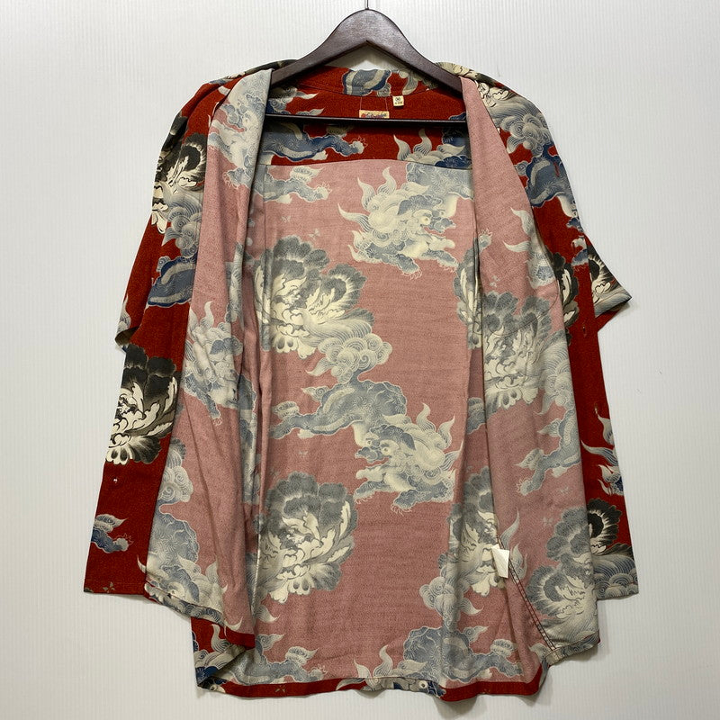【中古品】【メンズ】 SUN SURF サンサーフ M32692B KARAJISHI BOTAN ALOHA SHIRT 唐獅子 牡丹 アロハ シャツ トップス 半袖 145-260914-cs-12-izu サイズ：M カラー：レッド 万代Net店