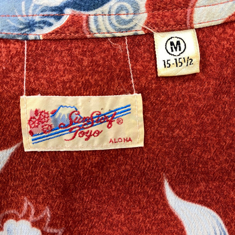 【中古品】【メンズ】 SUN SURF サンサーフ M32692B KARAJISHI BOTAN ALOHA SHIRT 唐獅子 牡丹 アロハ シャツ トップス 半袖 145-260914-cs-12-izu サイズ：M カラー：レッド 万代Net店
