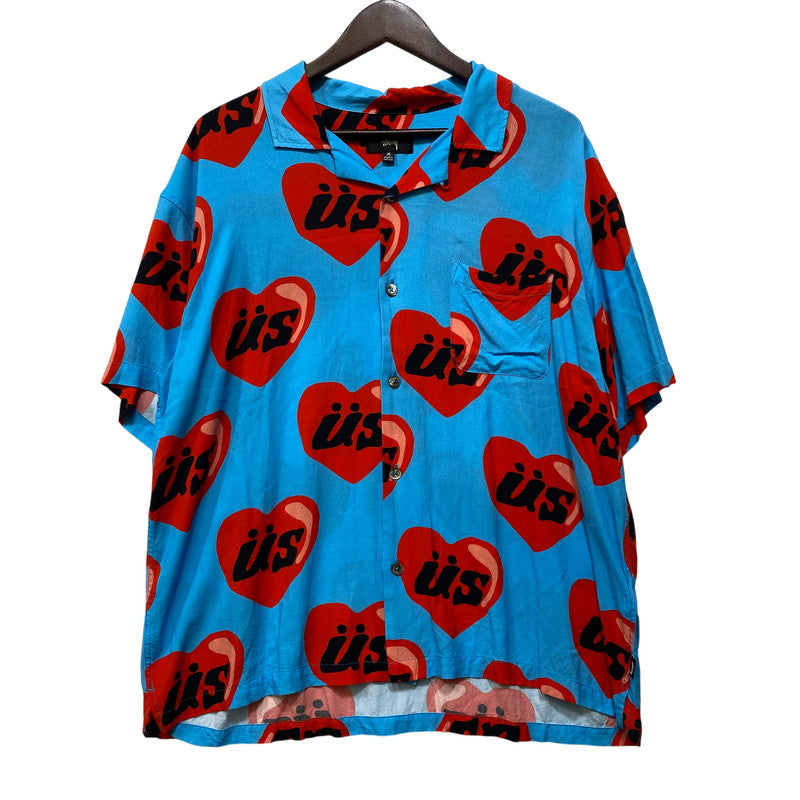 【中古品】【メンズ】 STUSSY ステューシー×CPFM シーピーエフエム HEART OPEN COLLAR SS SHIRT ハート オープン カラー ショートスリーブ シャツ トップス 半袖 142-260914-cs-13-izu サイズ：M カラー：ライトブルー 万代Net店