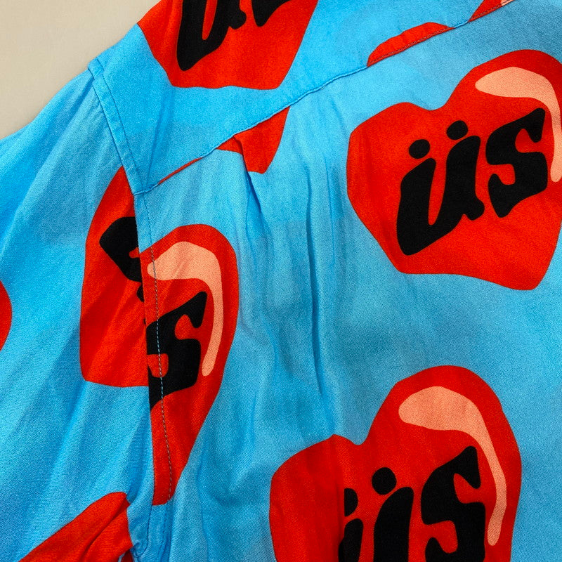 【中古品】【メンズ】 STUSSY ステューシー×CPFM シーピーエフエム HEART OPEN COLLAR SS SHIRT ハート オープン カラー ショートスリーブ シャツ トップス 半袖 142-260914-cs-13-izu サイズ：M カラー：ライトブルー 万代Net店