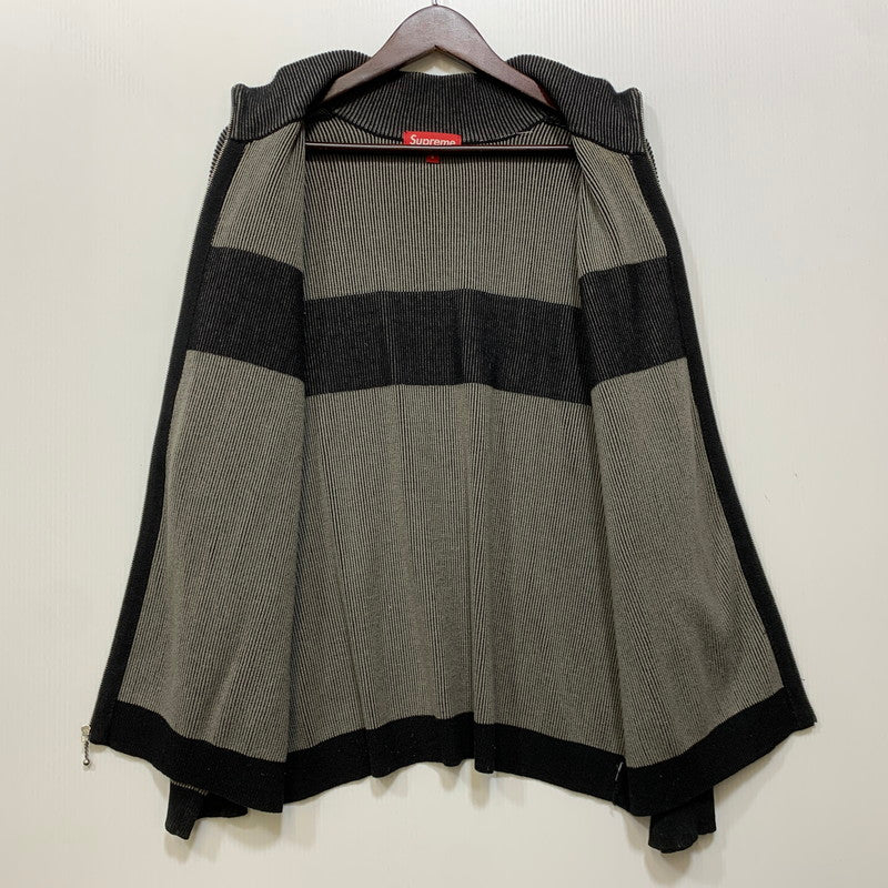【中古品】【メンズ】 Supreme シュプリーム 2-TONE RIBBED ZIP UP SWEATER ジップアップ セーター 149-260913-as-02-izu サイズ：S カラー：ブラック系 万代Net店