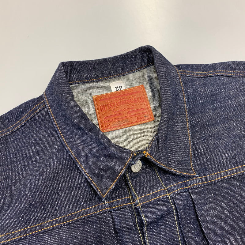 【中古品】【メンズ】 OUTSTANDING アウトスタンディング SELVEDGE DENIM 1ST JACKET セルビッチ デニム ファースト ジャケット アウター 145-260915-cs-10-izu サイズ：42 カラー：インディゴ 万代Net店