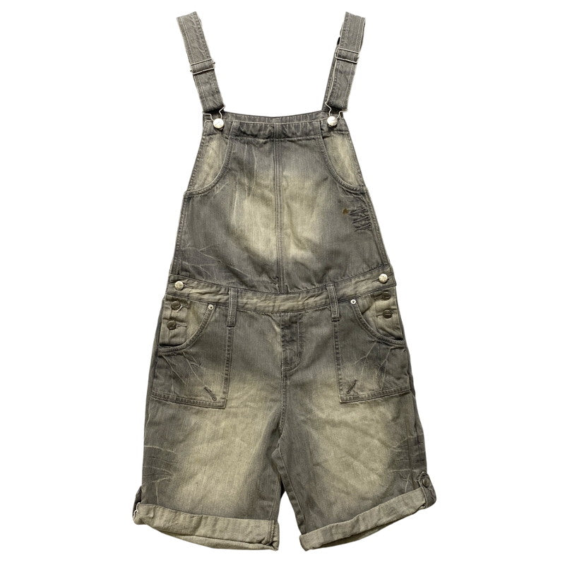 【中古品】【レディース】 EVISU GENES エヴィス ジーンズ カモメ DENIM OVERALL SHORTS デニム オーバーオール ショーツ 168-260922-kh-12-izu サイズ：30 カラー：グレー系 万代Net店