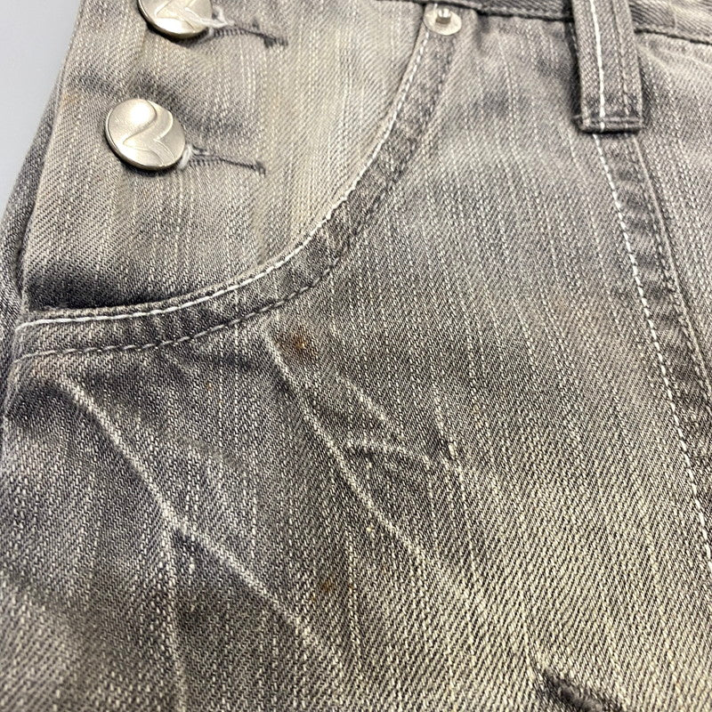 【中古品】【レディース】 EVISU GENES エヴィス ジーンズ カモメ DENIM OVERALL SHORTS デニム オーバーオール ショーツ 168-260922-kh-12-izu サイズ：30 カラー：グレー系 万代Net店