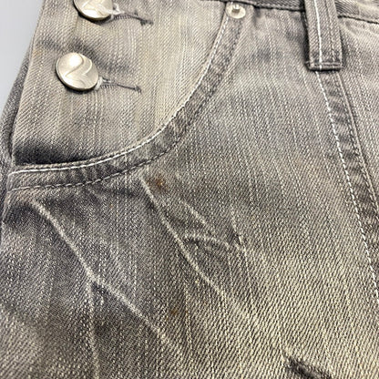 【中古品】【レディース】 EVISU GENES エヴィス ジーンズ カモメ DENIM OVERALL SHORTS デニム オーバーオール ショーツ 168-260922-kh-12-izu サイズ：30 カラー：グレー系 万代Net店