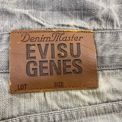 【中古品】【レディース】 EVISU GENES エヴィス ジーンズ カモメ DENIM OVERALL SHORTS デニム オーバーオール ショーツ 168-260922-kh-12-izu サイズ：30 カラー：グレー系 万代Net店