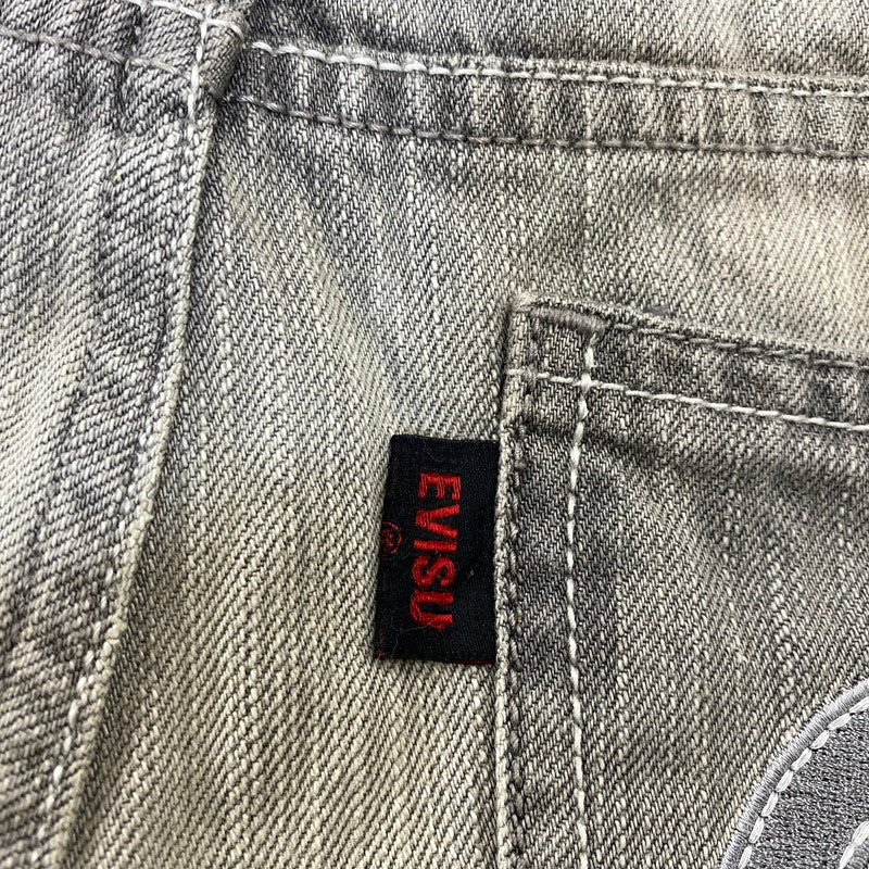 【中古品】【レディース】 EVISU GENES エヴィス ジーンズ カモメ DENIM OVERALL SHORTS デニム オーバーオール ショーツ 168-260922-kh-12-izu サイズ：30 カラー：グレー系 万代Net店