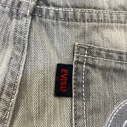 【中古品】【レディース】 EVISU GENES エヴィス ジーンズ カモメ DENIM OVERALL SHORTS デニム オーバーオール ショーツ 168-260922-kh-12-izu サイズ：30 カラー：グレー系 万代Net店