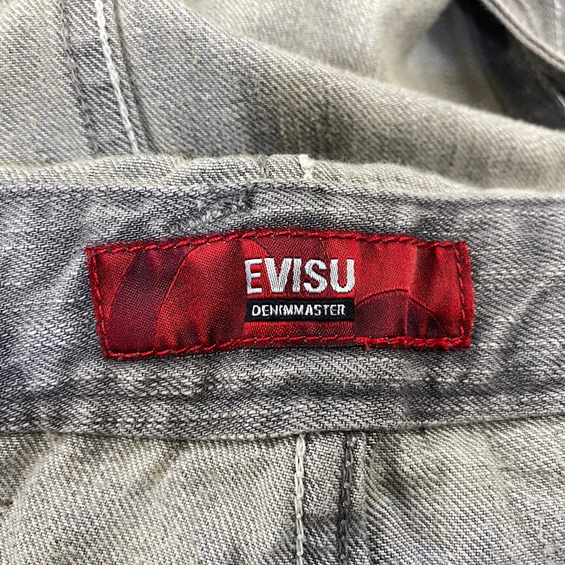 【中古品】【レディース】 EVISU GENES エヴィス ジーンズ カモメ DENIM OVERALL SHORTS デニム オーバーオール ショーツ 168-260922-kh-12-izu サイズ：30 カラー：グレー系 万代Net店
