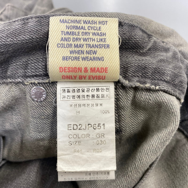 【中古品】【レディース】 EVISU GENES エヴィス ジーンズ カモメ DENIM OVERALL SHORTS デニム オーバーオール ショーツ 168-260922-kh-12-izu サイズ：30 カラー：グレー系 万代Net店