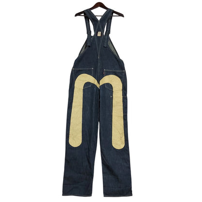 【中古品】【メンズ】 EVISU エヴィス ビックカモメ PAINT DOUBLEKNEE DENIM OVERALL ペイント ダブルニー デニム オーバーオール 145-260916-ya-10-izu サイズ：30 カラー：インディゴ 万代Net店