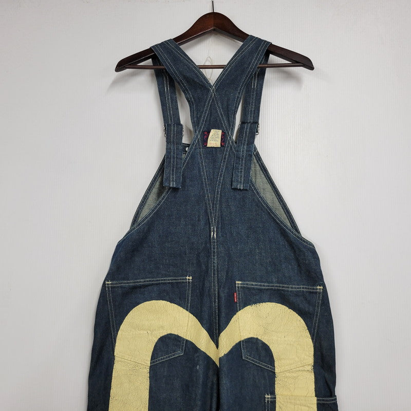 【中古品】【メンズ】 EVISU エヴィス ビックカモメ PAINT DOUBLEKNEE DENIM OVERALL ペイント ダブルニー デニム オーバーオール 145-260916-ya-10-izu サイズ：30 カラー：インディゴ 万代Net店