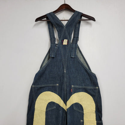 【中古品】【メンズ】 EVISU エヴィス ビックカモメ PAINT DOUBLEKNEE DENIM OVERALL ペイント ダブルニー デニム オーバーオール 145-260916-ya-10-izu サイズ：30 カラー：インディゴ 万代Net店